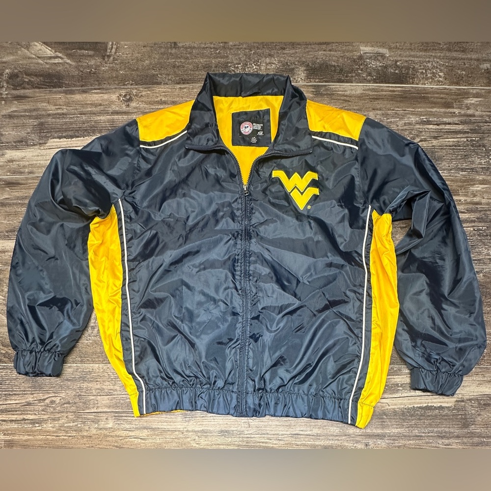 WVU Mountaineers G-III Navy Gold Windbreaker Jacket Large - GUC